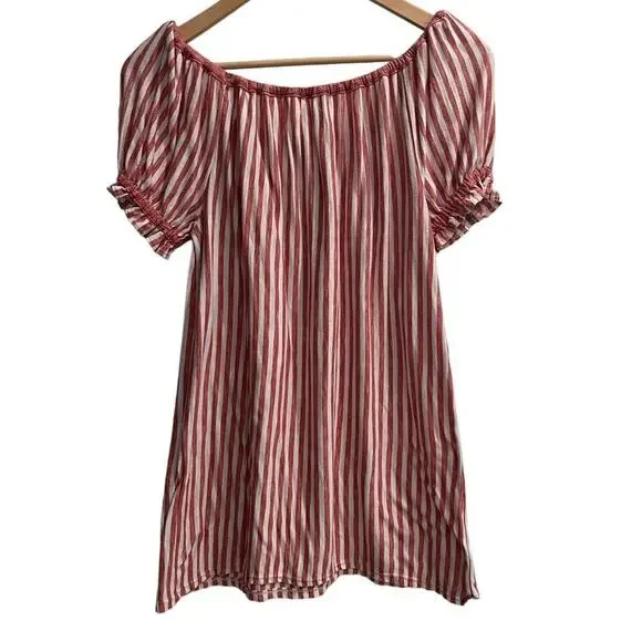 Max Studio Red and White Striped Puff Sleeve Blouse Top Size Small S - Picture 2 of 4